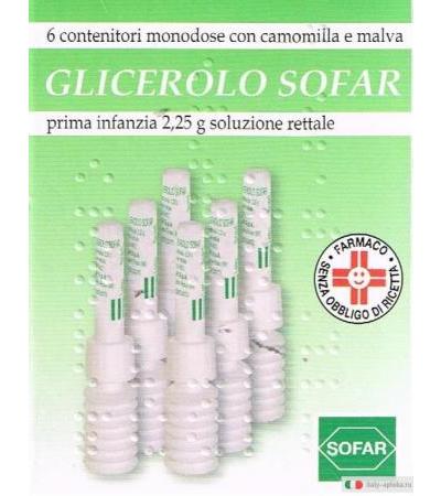 Glicerolo Sofar Prima Infanzia 2,25 g soluzione rettale 6 ontenitori monodose con malva e camomilla