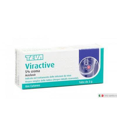 Viractive 5% crema tubo 3g trattamento dell'herpes delle labbra